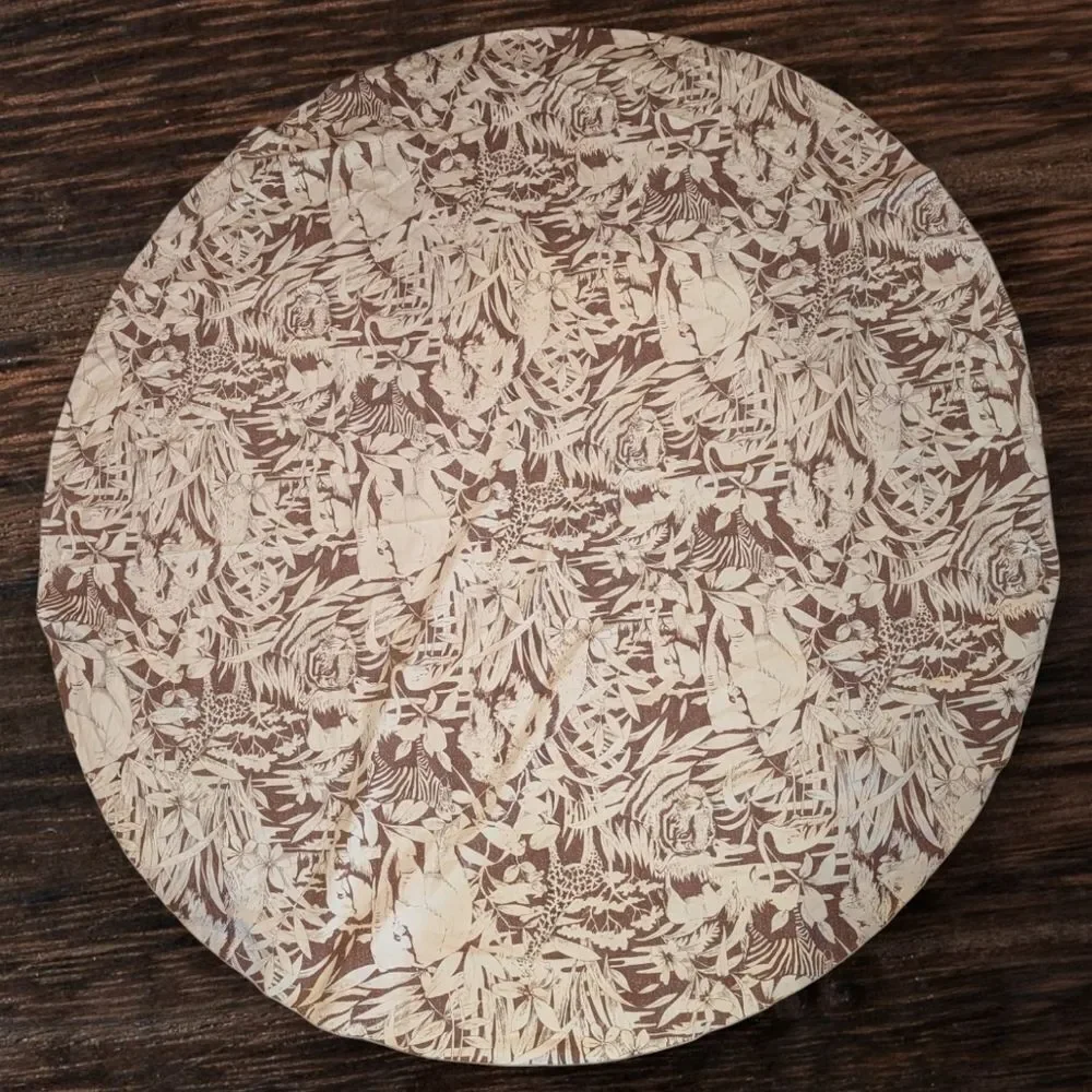vintage JCPenney Safari animal round tablecloth‎ tan brown